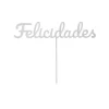 Topper para tartas plateado Felicidades 12 cm