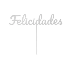 Topper para tartas plateado Felicidades 12 cm
