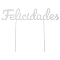Topper para tartas plateado Felicidades 18 cm