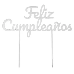 Topper para tartas plateado Feliz Cumpleaños 18 cm