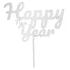 Topper para tartas plateado Happy New Year 18 cm