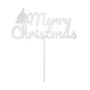 Topper para tartas plateado Merry Christmas con árbol 12 cm