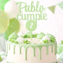 Topper personalizado cumple nombre y edad en círculo