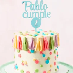 Topper personalizado cumple nombre y edad en círculo