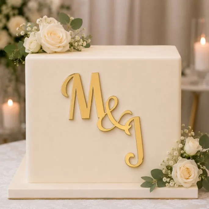 Topper personalizado iniciales pareja de novios
