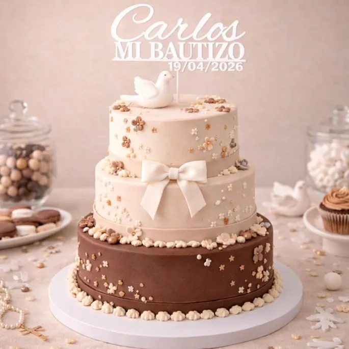 Topper personalizado Mi Bautizo nombre y fecha