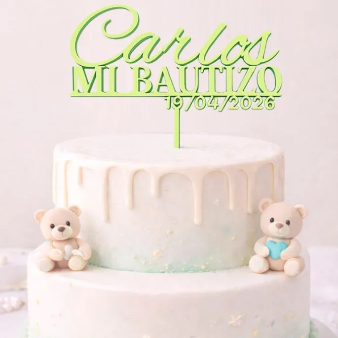 Topper personalizado Mi Bautizo nombre y fecha