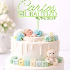 Topper personalizado Mi Bautizo nombre y fecha