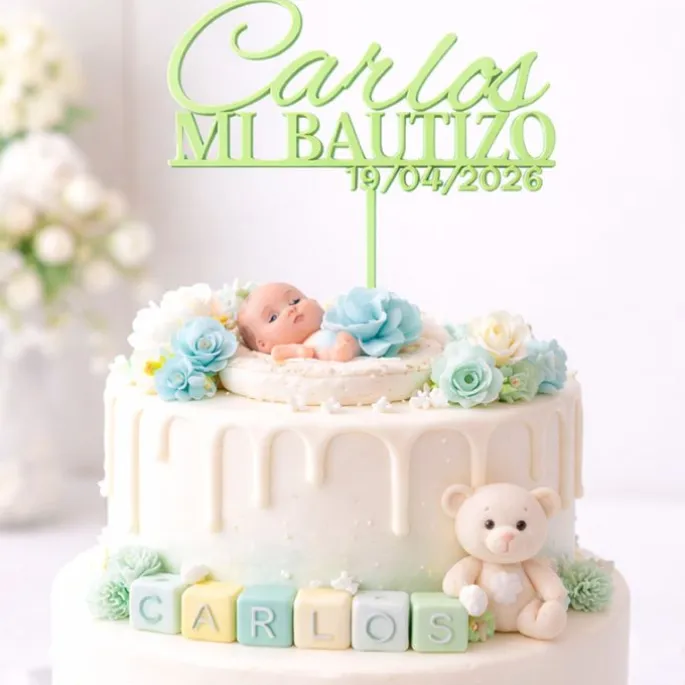 Topper personalizado Mi Bautizo nombre y fecha