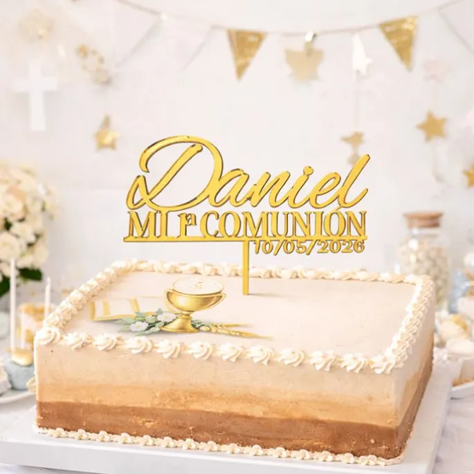 Topper personalizado Mi Primera Comunión nombre y fecha
