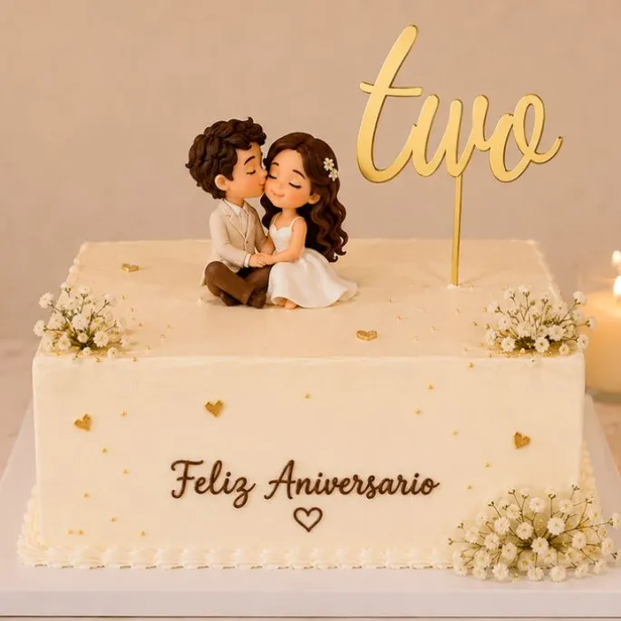 Topper personalizado tartas de cumpleaños número Two