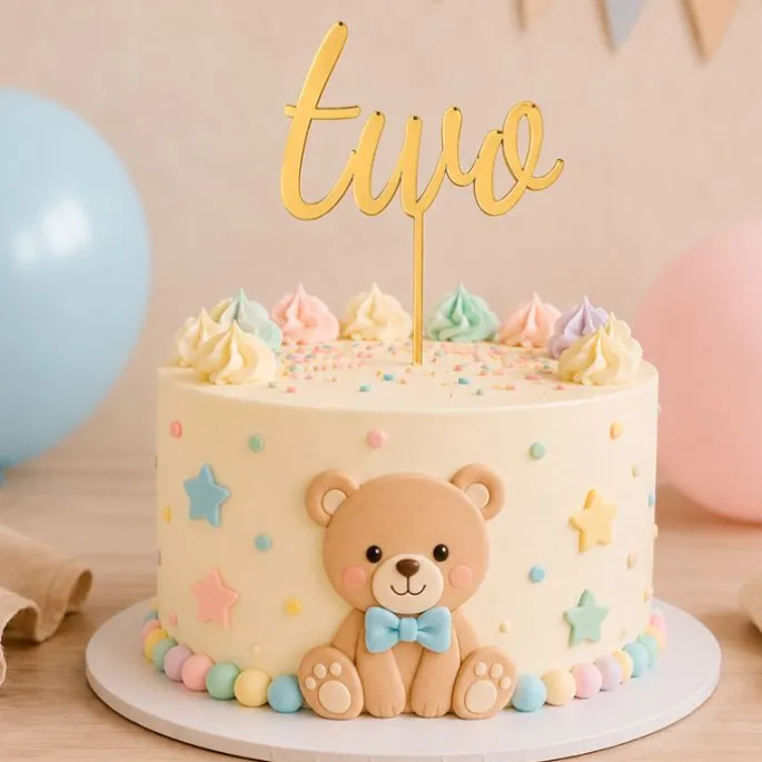 Topper personalizado tartas de cumpleaños número Two