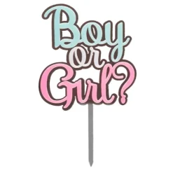 Topper plateado Boy or Girl 16,5 cm - Dekora
