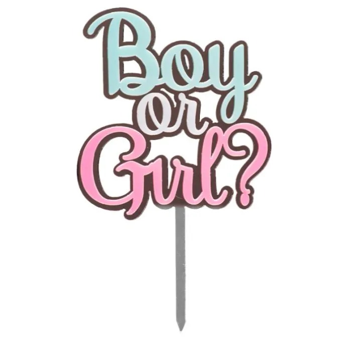 Topper plateado Boy or Girl 16,5 cm - Dekora