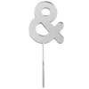 Topper signo "&" acrílico plateado efecto espejo 8 cm