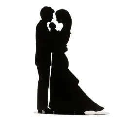 Topper silueta pareja de novios con bebé 18,5 cm - Dekora