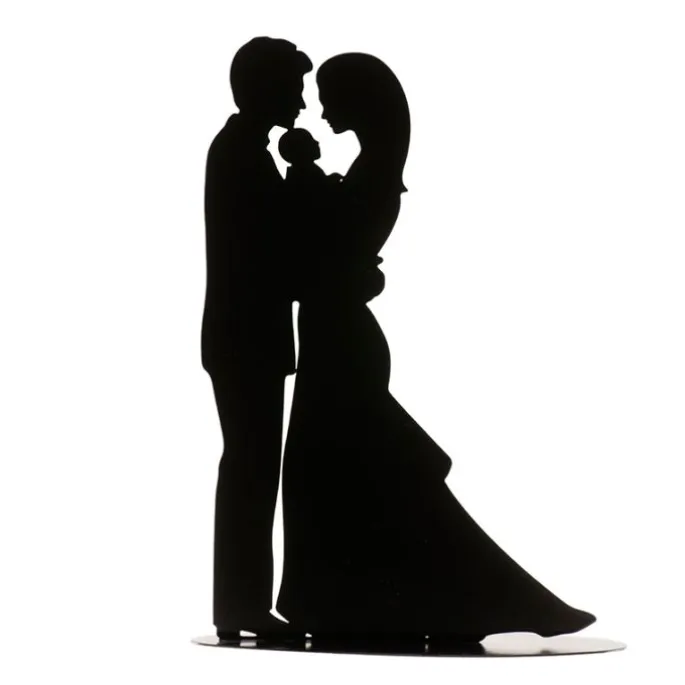 Topper silueta pareja de novios con bebé 18,5 cm - Dekora