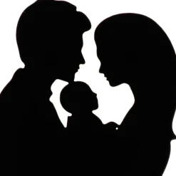 Topper silueta pareja de novios con bebé 18,5 cm - Dekora