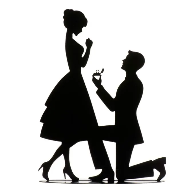 Topper silueta pedida mano pareja novios 18 cm - Dekora