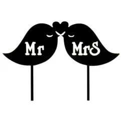 Topper silueta Pájaros Mr & Mrs 8 cm