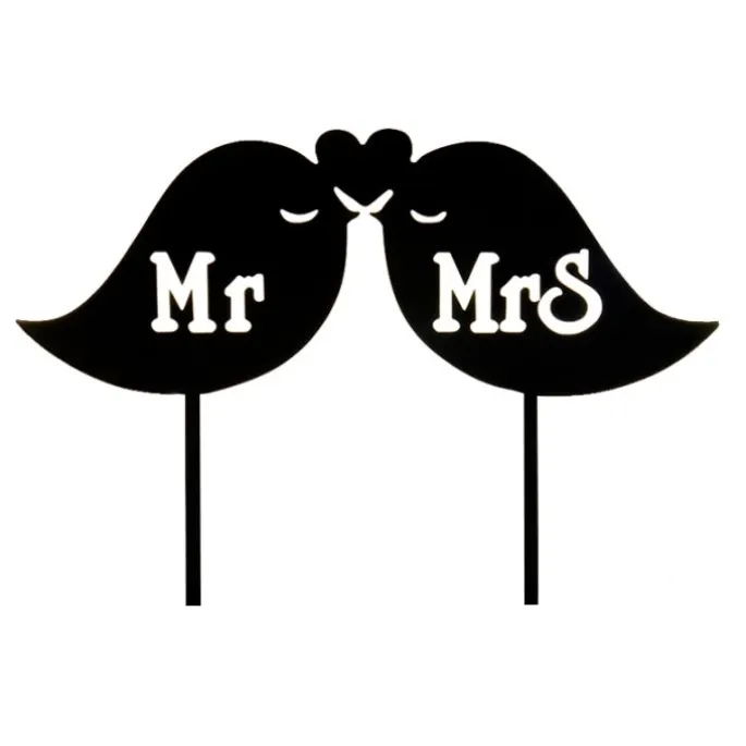 Topper silueta Pájaros Mr & Mrs 8 cm
