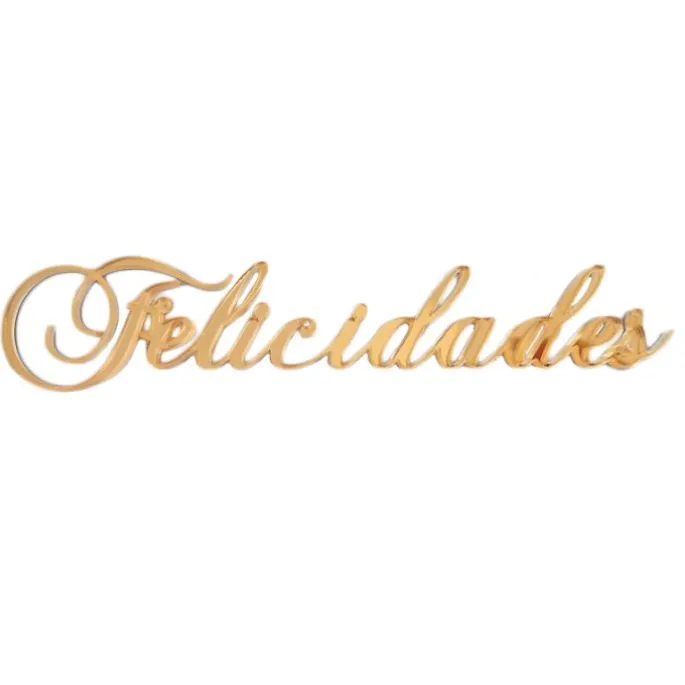 Topper sin soporte dorado espejo Felicidades 14,5 cm