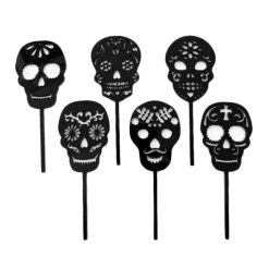 Toppers para cupcakes calaveras Catrinas de Halloween 4 cm (6)