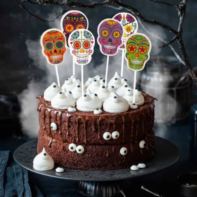 Toppers para cupcakes calaveras catrinas Halloween (16) - Dekora