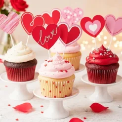 Toppers para cupcakes corazones San Valentín (8) - Dekora