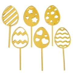 Toppers para cupcakes dorados huevos de Pascua 5 cm (6)