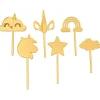 Toppers para cupcakes dorados unicornios 4 cm (6)