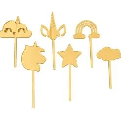 Toppers para cupcakes dorados unicornios 4 cm (6)