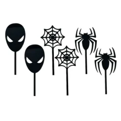 Toppers para cupcakes negros Spiderman, arañas y telas 4 cm (6)