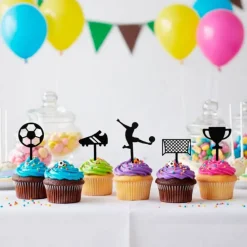 Toppers para cupcakes negros de fútbol 4 cm (6)