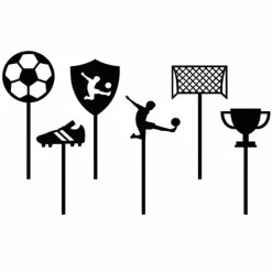 Toppers para cupcakes negros de fútbol 4 cm (6)