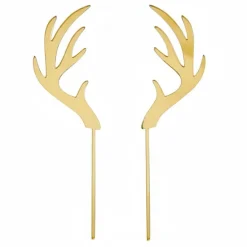 Toppers para tartas dorados cuernos de reno Navidad 11 cm (2)