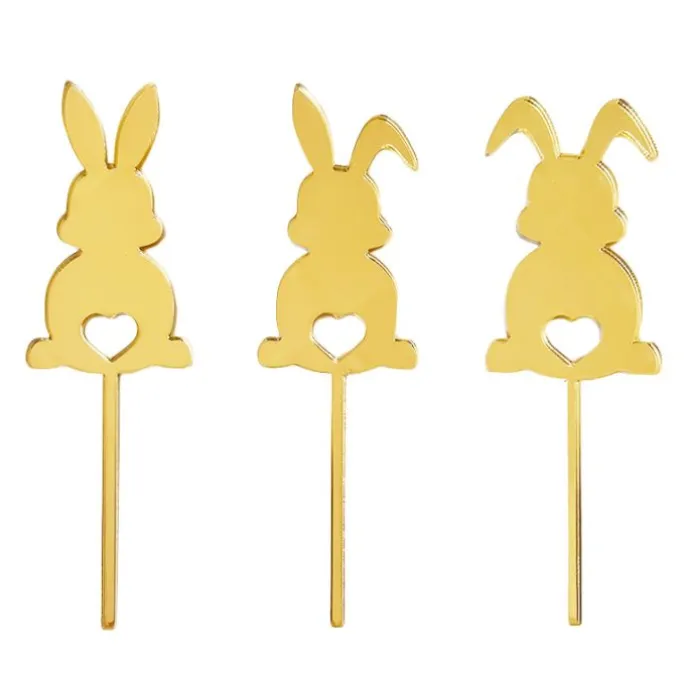 Toppers para tartas dorados conejos de Pascua 8 cm (3)