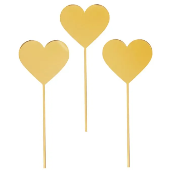 Toppers para tartas dorados Corazones 6 cm (3)