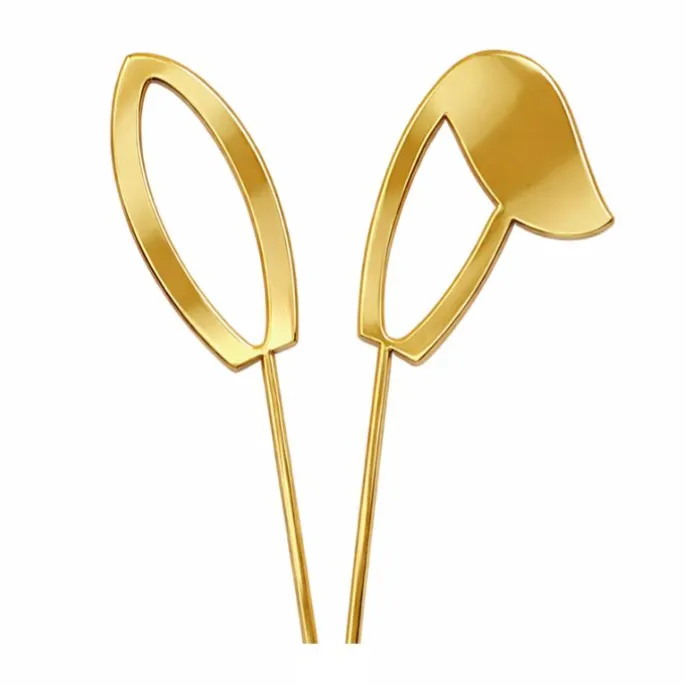Toppers para tartas dorados orejas conejo de Pascua 11 cm (2)