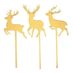 Toppers para tartas dorados renos Navidad 6 cm (3)