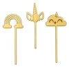 Toppers para tartas dorados unicornio, arcoíris y nube 6 cm (3)