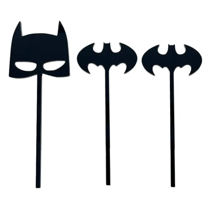 Toppers para tartas negros Batman y murciélagos 6 cm (3)