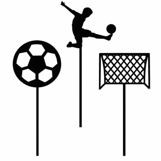 Toppers para tartas negros balón, jugador y portería 6 cm (3)