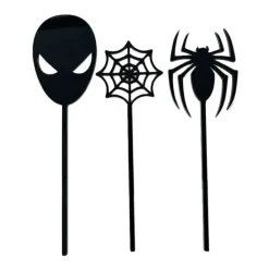 Toppers para tartas negros Spiderman, arañas y telas 6 cm (3)