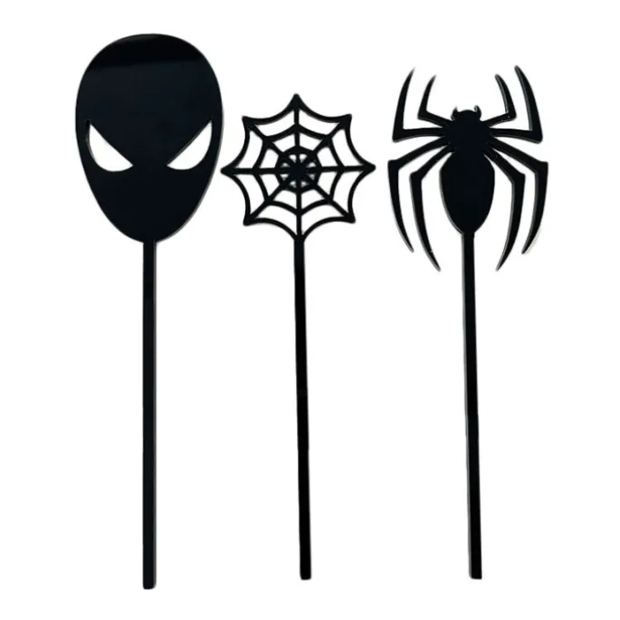 Toppers para tartas negros Spiderman, arañas y telas 6 cm (3)