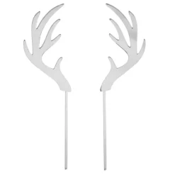 Toppers para tartas plateados cuernos de reno Navidad 11 cm (2)