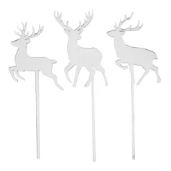 Toppers para tartas plateados renos Navidad 6 cm (3)