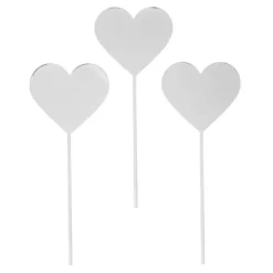 Toppers para tartas plateados Corazones 6 cm (3)