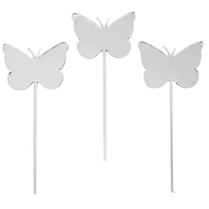 Toppers para tartas plateados Mariposas 6 cm (3)