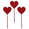 Toppers para tartas rojos glitter Corazones 6 cm (3)